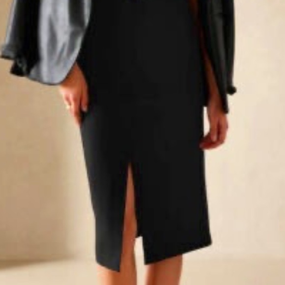 Banana Republic BLACK Split Neck Sheath Midi Dress NWT - Picture 4 of 9